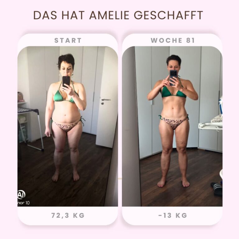 Transformation von Amelie: von 72,3 kg auf minus 13 kg in 81 Wochen
