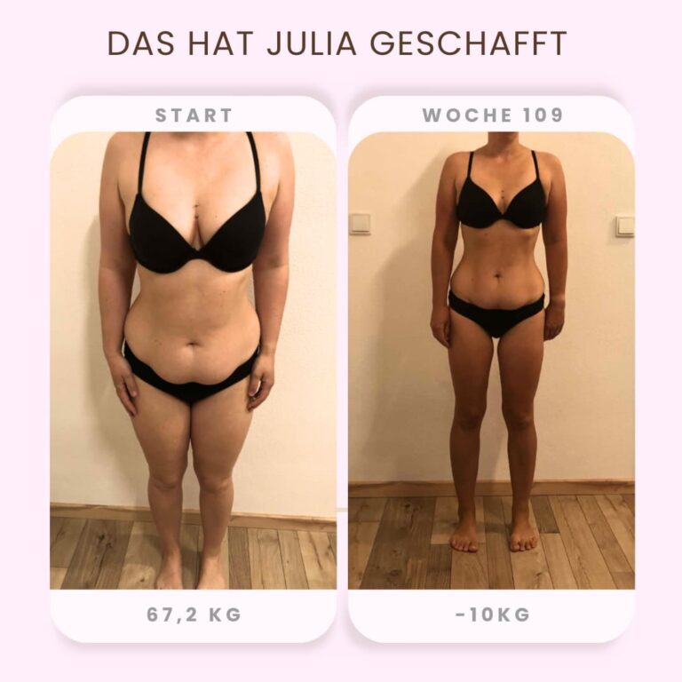 Transformation von Julia: von 67,2 kg auf minus 10 kg in 109 Wochen